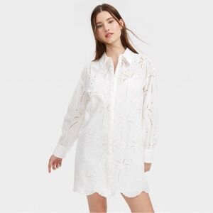Roller Rabbit X Target White Embroidered Collared Mini Dress